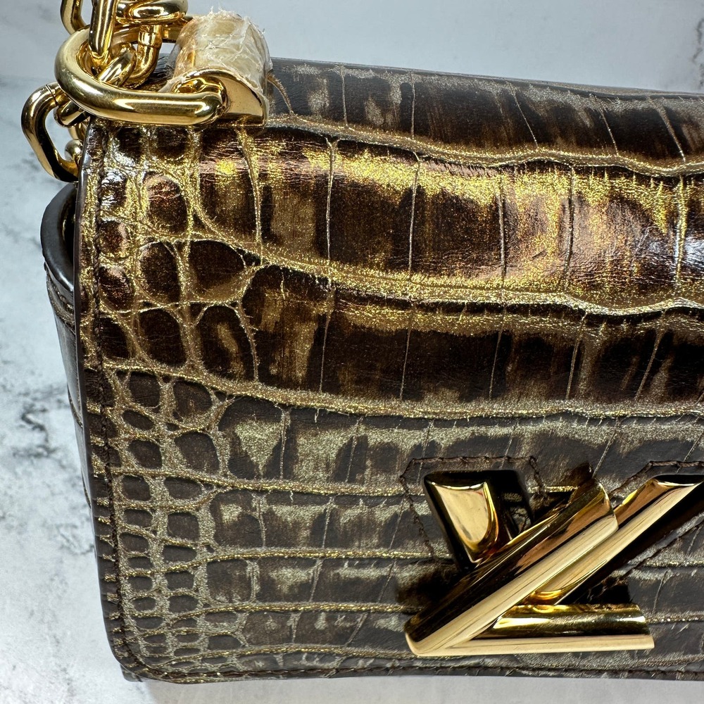 Louis Vuitton Alligator Twist Bag PM Mini Monogram Crossbody Gold Crocodile LV - Picture 8 of 16
